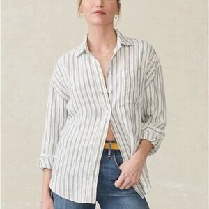 NWT Faherty Santa Cruz Linen Relaxed Long Sleeve Button Down Shirt Size Large
